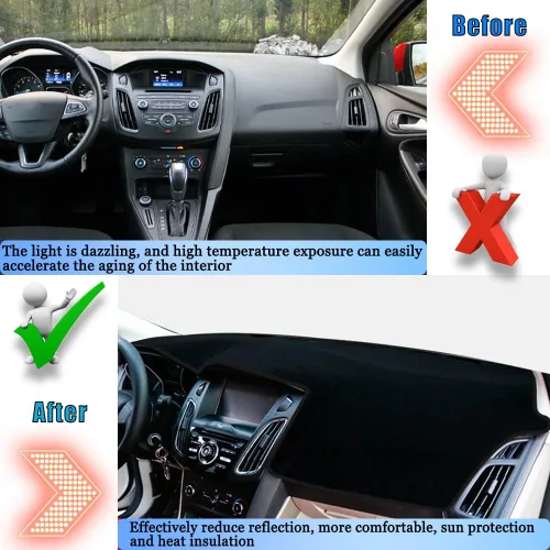 Vista 4 de Funda para salpicadero Tapete para salpicadero Alfombrilla para consola central personalizada Compatible con Ford Focus 2012-2018 (Sin altavoz)