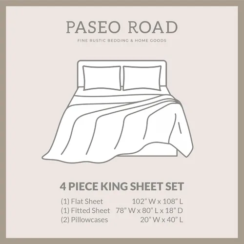 Vista 2 de Paseo Road - Juego de sábanas de 4 piezas con estampado de vaca de 350 Crema