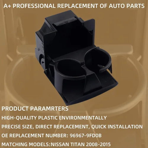 Vista 3 de Dasbecan Reemplazo del portavasos de la consola central trasera negro compatible con Nissan Titan 2004-2015 Reemplaza# 96967-9FD0B