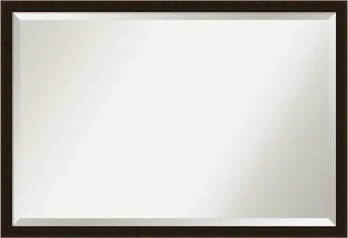 Vista 79 de Amanti Art Espejo de pared marrón de 26 x 22 pulgadas, espejo rectangular de baño de Alejandría marrón rústico para decoración de pared, sala