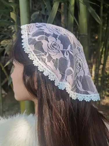 Vista 2 de Capilla Cap Veil Lace Headcover para las mujeres Iglesia Mantilla Veil S100