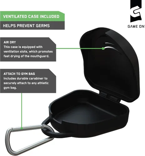 Vista 6 de Game On Protectores bucales, solo aceptado por la ADA, protector bucal deportivo sin tirantes para fútbol, baloncesto, lacrosse, hockey, protección