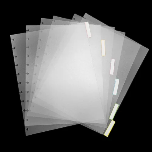 Vista 6 de Divisores de pestañas de polietileno de letras para cuadernos con disco, suministros de planificador encuadernado en disco, separadores de índice