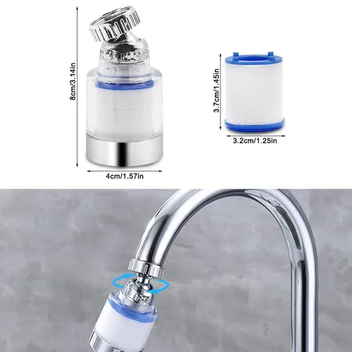 Vista 2 de PCTC Filtro de fregadero de baño, filtro de grifo de baño, filtro giratorio de 360 grados, purificador de cocina, flúor, metales pesados y agua dura