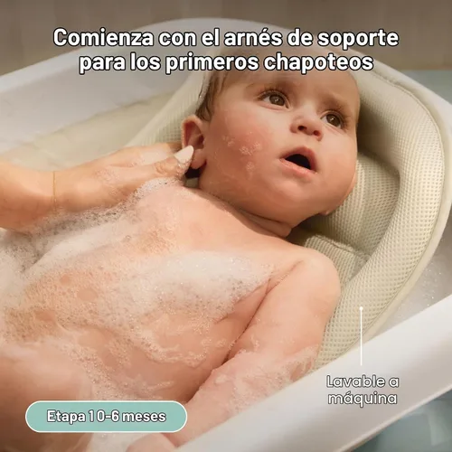 Vista 3 de Frida Bañera plegable 2 en 1 para bebé, eslinga de soporte extraíble, 0-24 meses Blanco