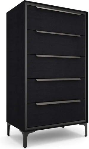 Vista 25 de Naima - Cómoda de tela premium - Marco de metal resistente, 5 cajones espaciosos a prueba de hundimiento con elegantes asas de metal - Solución