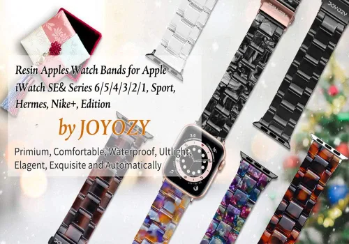 Vista 4 de JOYOZY Correa de resina de moda compatible con Apple Watch 9/8/7/6/5/4/3/2/1, correa iWatch con hebilla de acero inoxidable para Apple Watch