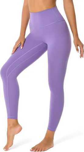 Vista 3 de YUNOGA Leggings de entrenamiento de cintura alta para mujer, sin costura frontal, control de abdomen, pantalones ajustados de yoga de 25 pulgadas