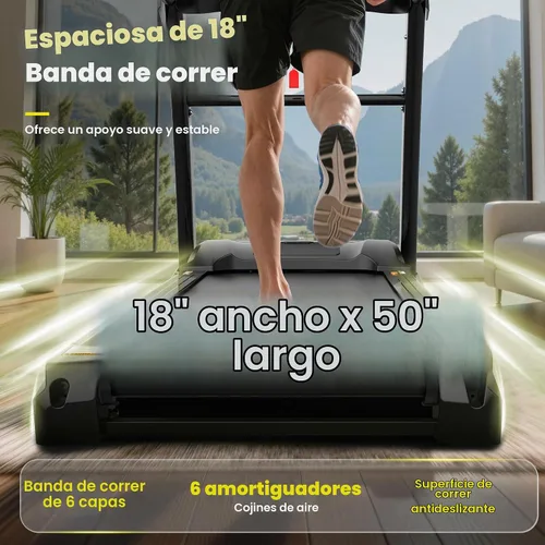 Vista 7 de Cinta de correr con inclinación automática del 15% de capacidad de 400 libras, máquina de correr plegable de 5.1 HP para el hogar con mango