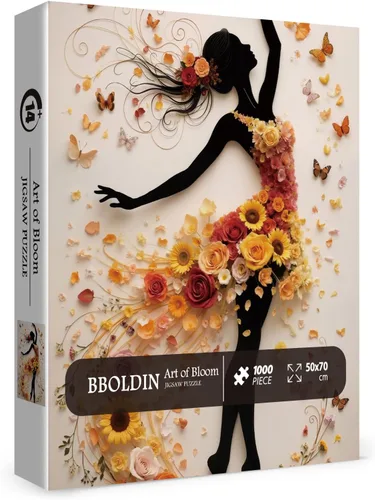 Vista 2 de Hermosas mujeres rompecabezas de flores para adultos, 1000 piezas naturales, coloridos rompecabezas de arte floral de mariposa, rompecabezas