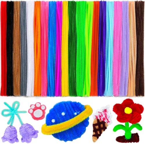 Vista 33 de Eppingwin 200 limpiapipas, limpiadores de pipas con purpurina, suministros de manualidades, tallos de felpilla de 10 colores para proyectos