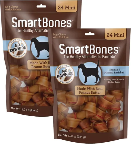 Vista 10 de SmartBones Mini masticables con carne de res real, 24 unidades, masticables sin piel cruda para perros