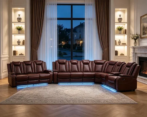 Vista 24 de Juego de sofá modular reclinable eléctrico para sala de estar, sofá modular reclinable de cuero con mesa auxiliar, soporte para tazas, consola