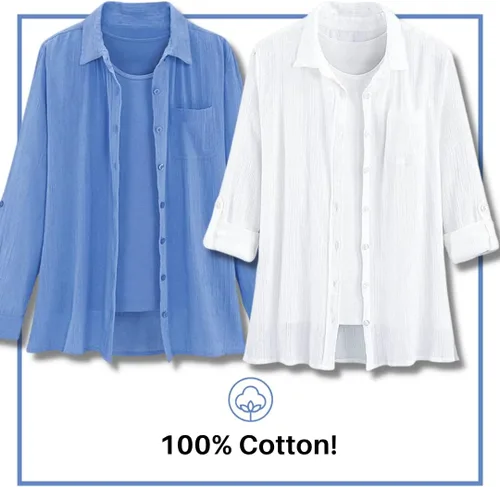 Vista 2 de SAGEFINDS Breezy Crinkle Camisa grande