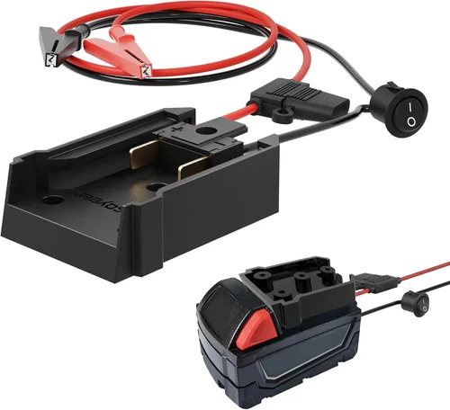 Vista 8 de Adaptador de rueda eléctrica con fusible e interruptor para batería Milwaukee de 18 V, adaptador de batería hermético no soplado con fusible de 30 A