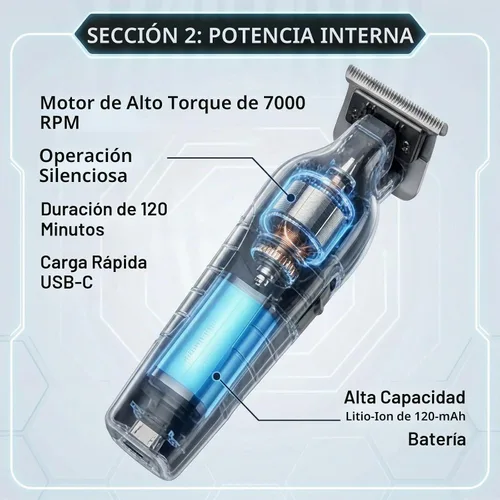 Vista 3 de 2299 Cortadora de pelo para hombres, kit de corte de pelo profesional inalámbrico para barbero, recargable por USB