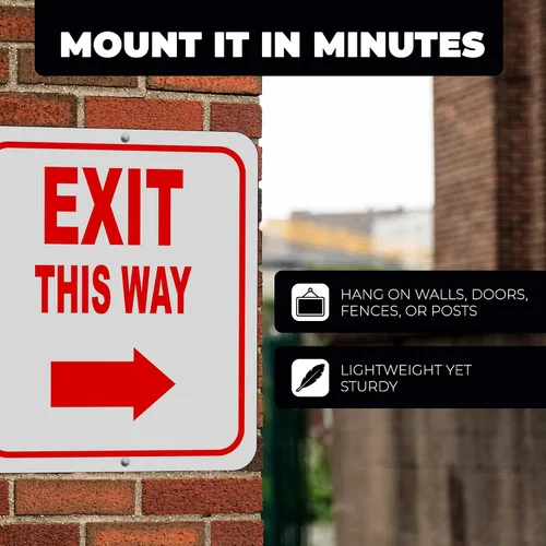Vista 5 de Exit This Way - Señal de flecha izquierda - Señal de dirección para salida, letreros de aluminio para negocios, señalización de bar, cafetería