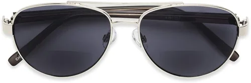 Vista 4 de Sofia Vergara x Foster Grant Women's Carmen Full Lens Sunreaders Aviator Sunglasses Black Frame, Grey Lenses, Way