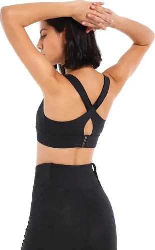 Vista 2 de Sujetador deportivo de yoga sexy con velcro y cremallera acolchada con tirantes, sujetador deportivo de alto apoyo para correr