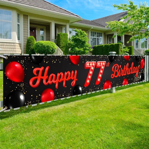 Vista 74 de Cartel de feliz cumpleaños número 10 color rojo y negro, globos para decoración temática para patio, jardín, niñas, mujeres, princesas, decoraciones