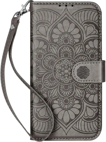 Vista 8 de Funda tipo cartera para iPhone 13 Mini, bloqueo RFID, funda protectora de piel sintética con ranura para tarjetas, bolsillo para efectivo