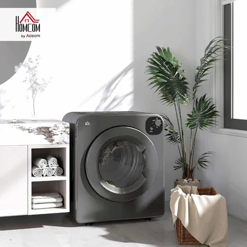 Vista 2 de HOMCOM - Secadora de ropa portátil, secadora de ropa compacta de 120V 1300W con secado inteligente, tambor de acero inoxidable de 3.2 pies cúbicos