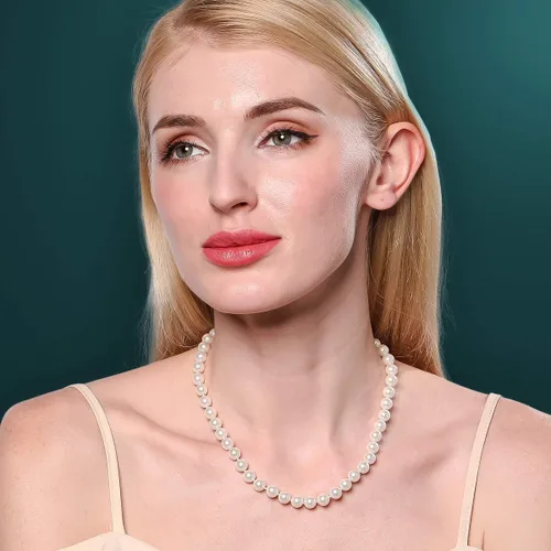 Vista 5 de Marofin - Collar de perlas de imitación de 0.31 a 0.47pulgadas8-12mm, multicolor, gargantilla, joyas para mujer, 18 - 20pulgadas, Base de plata