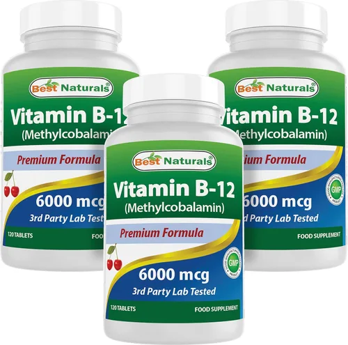 Vista 10 de Best Naturals Vitamina B-12 como metilcobalamina (metil B12), 6000 mcg comprimido, 60