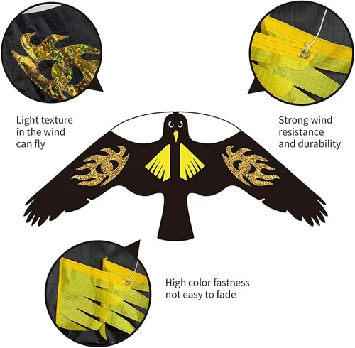 Vista 2 de Cometa de Halcón para Aves, Cometa Voladora para Protección de Cultivos Espantapájaros, Cometas Voladoras Sin Mástil - Estilo E