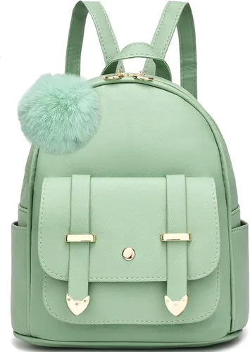 Vista 14 de I IHAYNER Mochila de moda para niñas, mini mochila para mujeres, adolescentes y niñas, monederos de piel sintética con pompón, bolsa de hombro