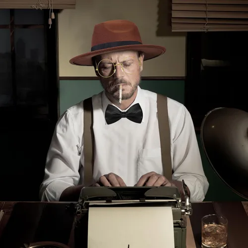 Vista 2 de Kasyat 6 piezas de accesorios de disfraz de detective para adulto, sombrero de detective para hombre, disfraz de inspector para disfraz de Halloween