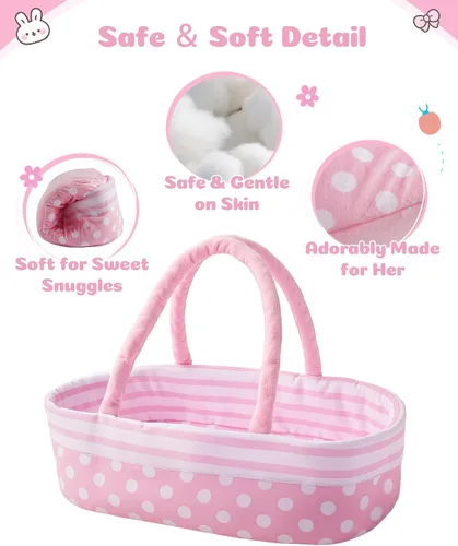 Vista 8 de BABESIDE Juego de accesorios para muñecas de bebé de 8 piezas con moisés