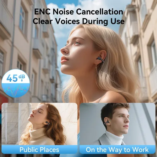 Vista 3 de Auriculares de oído abierto, Bluetooth5.4 con clip para deportes (negro)