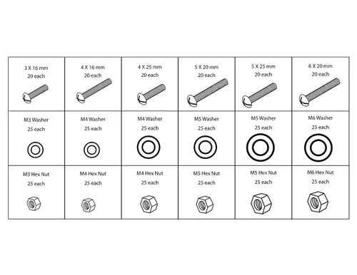 Vista 6 de Performance Tool W5226 Kit surtido de tuercas y pernos SAE/métricas de 1200 Incluye 360 tornillos de máquina, 840 tuercas, pernos y arandelas en un