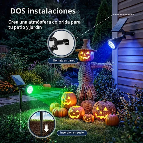 Vista 5 de WELALO Solar Lights Outdoor Waterproof Flag Spotlights 10 Pack (Colored)