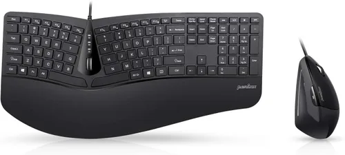 Vista 8 de Perixx Periduo-605, combinación de teclado dividido ergonómico inalámbrico y ratón vertical, reposa muñeca ajustable y teclas de perfil bajo