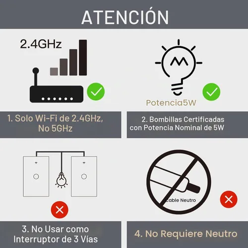 Vista 2 de MOES Smart switch táctil de cable único 2ª generación WiFi RF433, no necesita cable neutro, compatible con Smart Life/Tuya App, Alexa y Google Home