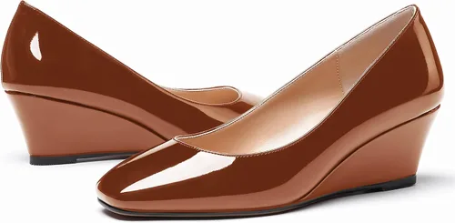Vista 6 de WAYDERNS Zapatos de tacón bajo con punta cuadrada de charol para mujer, 2 pulgadas