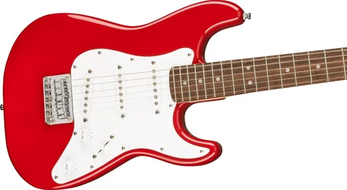 Vista 4 de Squier Mini Stratocaster - Guitarra eléctrica, rojo Dakota, diapasón de laurel