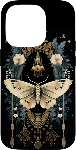 Vista 17 de iPhone 16 Celestial Moth Witchy Butterfly Botanical Moon Boho Flowers Case