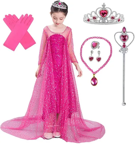 Vista 7 de Lito Angels - Disfraz de princesa para niña con lentejuelas y accesorios Azul