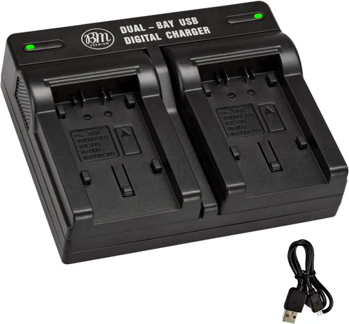 Vista 4 de BM Premium Cargador de batería dual USB VW-VBK180, VW-VBK360, VBT190, VBT380 para videocámaras Panasonic