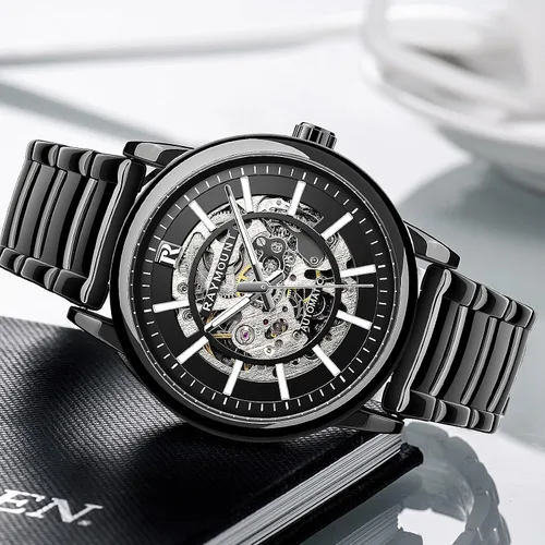 Vista 5 de FORSINING Men's Automatic Watch with Mechanical Movement, Skeleton Dial and Stainless Steel Band