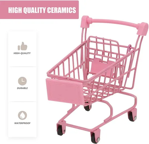 Vista 3 de Happyyami 2pcs Mini Carrito de compras de Metal Carrito de Supermercado Mini Carrito de Compras Carrito de Compras Carrito de Utilidad Carro