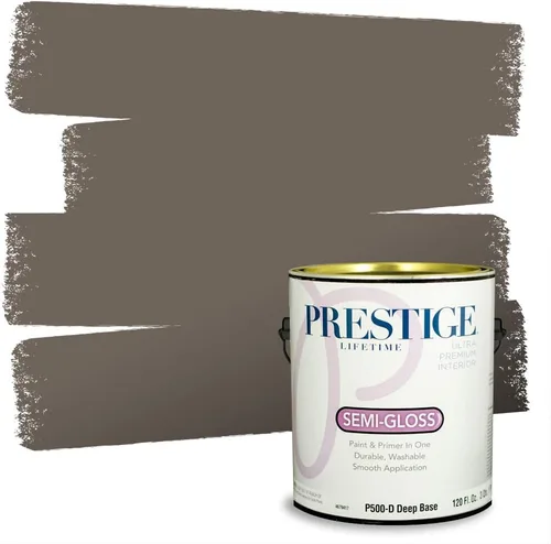 Vista 111 de PRESTIGE Pinturas Pintura Exterior e Imprimación en Uno, 1 Galón, Mate, Combinación Comparable de Sherwin Williams* Black Magic* SW6991-PCM