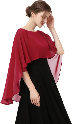 Vista 2 de Hotshawl Capelets para mujer, chales de gasa y envolturas para vestido de noche, capas de boda