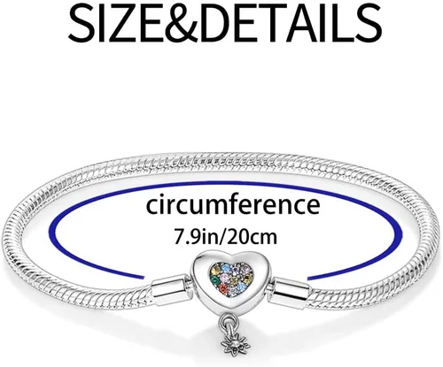 Vista 6 de KUNSIR Pulsera de plata de ley 925 con cierre de palma, cadena de serpiente, pulseras básicas para cualquier dije PDL, para adolescentes y mujeres