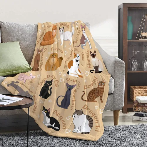 Vista 3 de Manta de gatos para amantes de los gatos - 40x50 pulgadas, mantas de franela suaves con patrón de gatos lindos, acogedoras, para gatos de raza