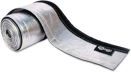 Vista 11 de Funda de calor aluminizada con protección térmica, línea de combustible, cable de calor, 1-1/2 pulgadas de diámetro interior x 10 pies con 20 bridas