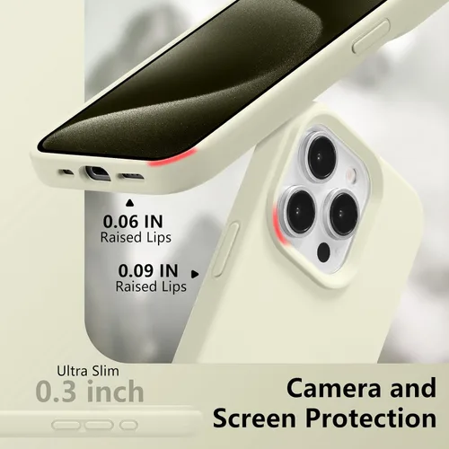 Vista 5 de Funda magnética de silicona para iPhone 13 Pro, color blanco antiguo [Compatible con Magsafe] [Forro de microfibra suave antiarañazos], funda